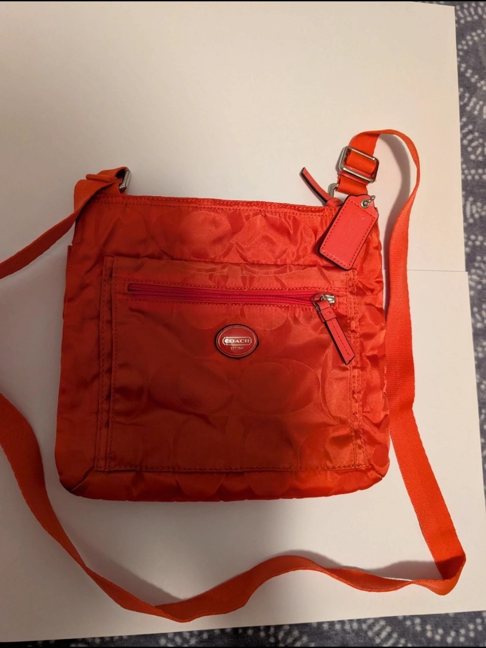 Coach Red Nylon Crossbody Bag with Signature Patch